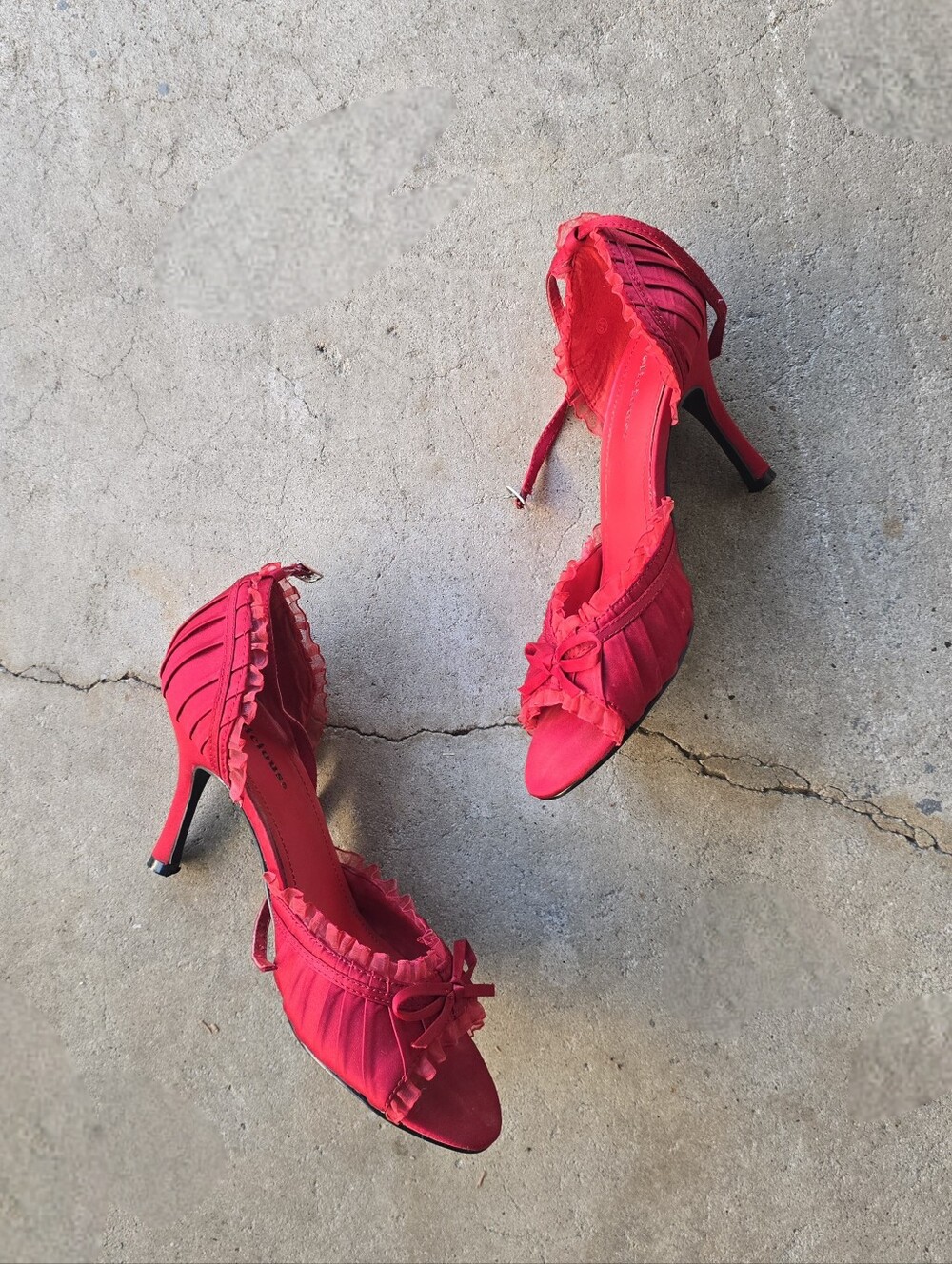 vtg y2k office Siren pleated ruffle vampy romantic heels 8.5